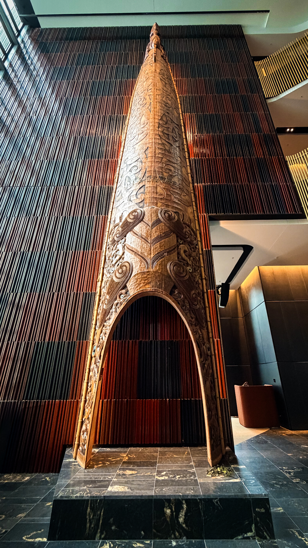 Waka by artist Lyonel Grant at the New Zealand Convention Centre NZICC