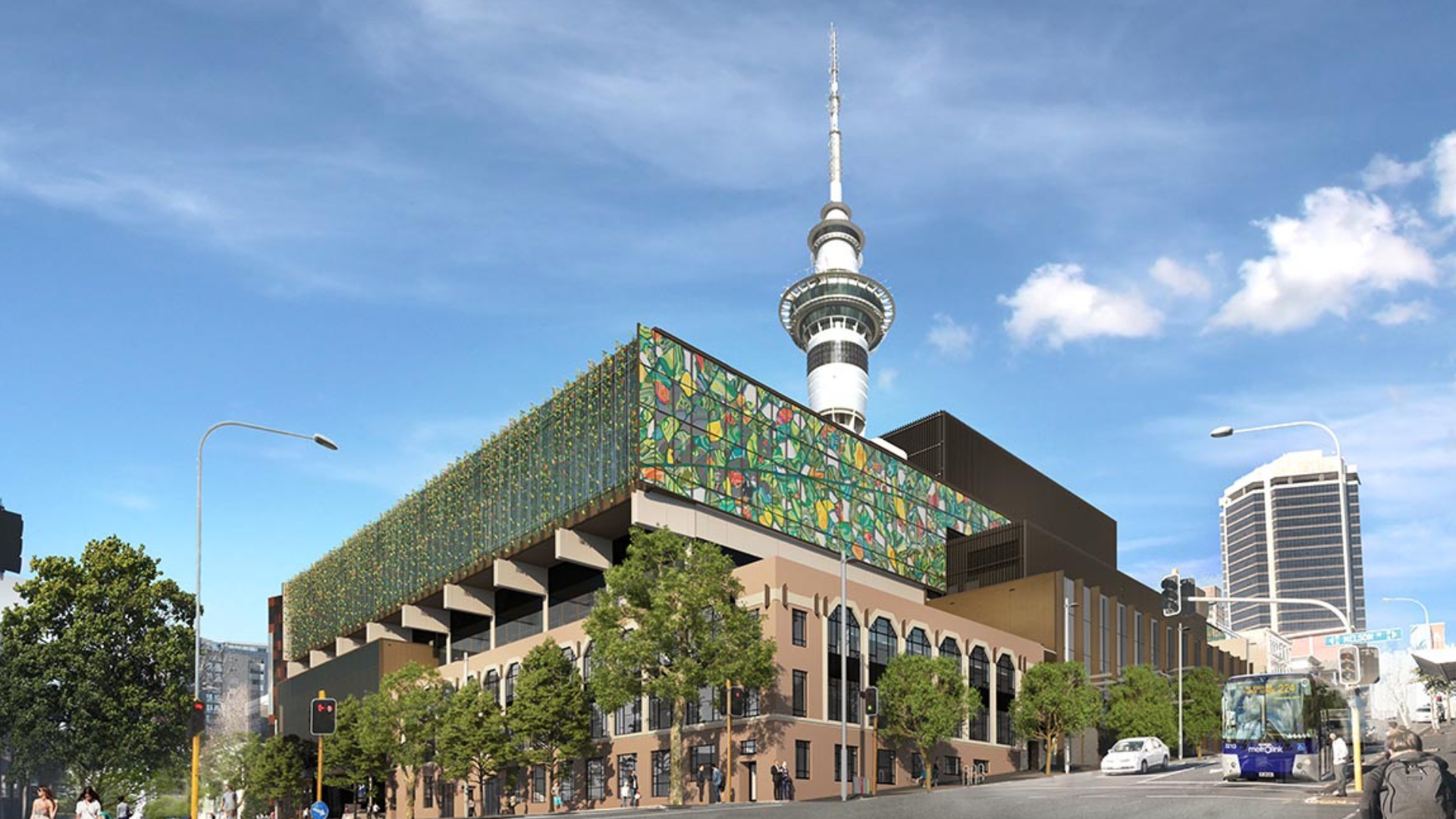 Glass artwork by New Zealand artist Sara Hughes at the New Zealand Convention Centre NZICC