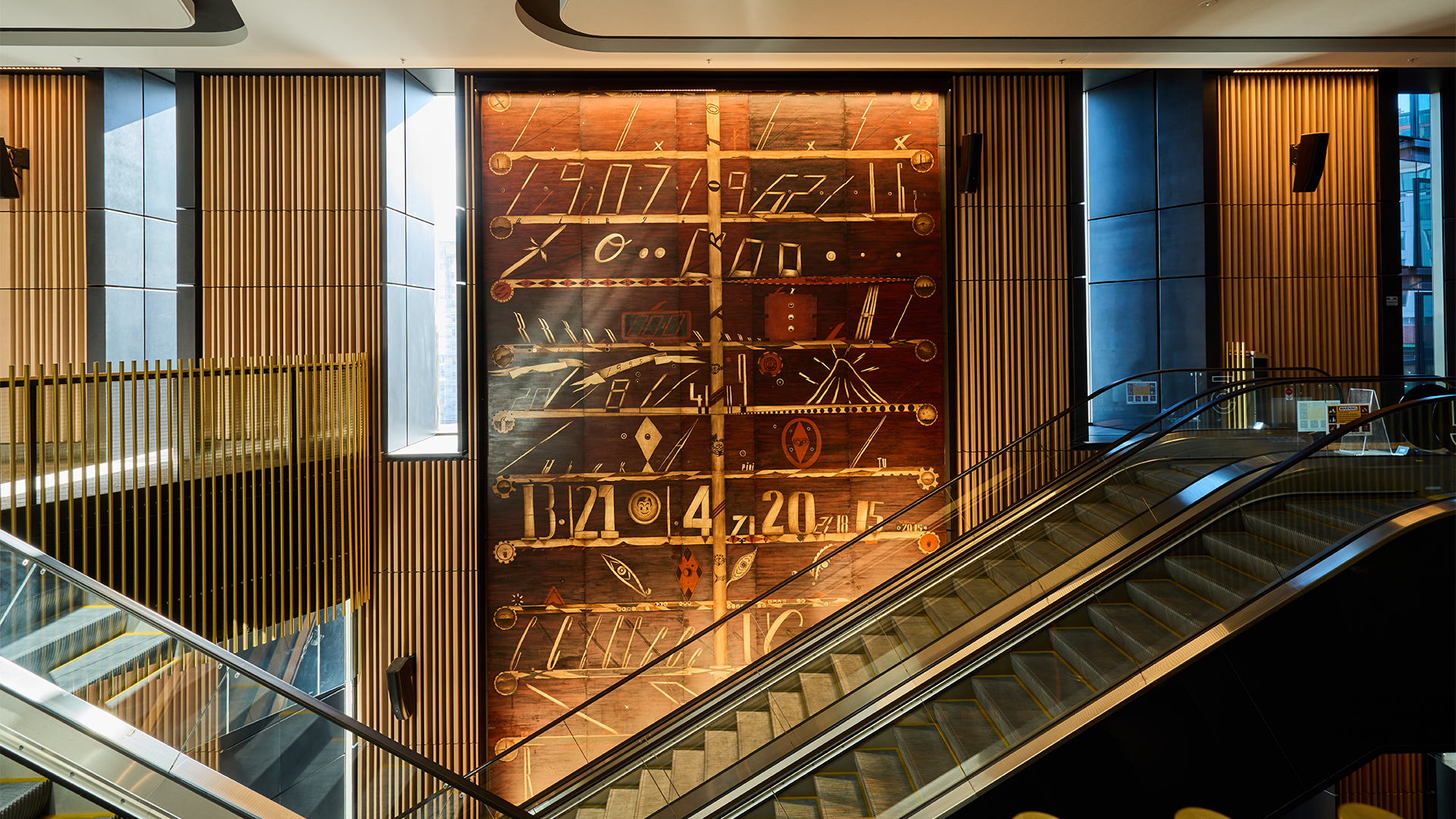 Whakapiri Atu Te Whenua by artist Shane Cotton at the New Zealand Convention Centre NZICC